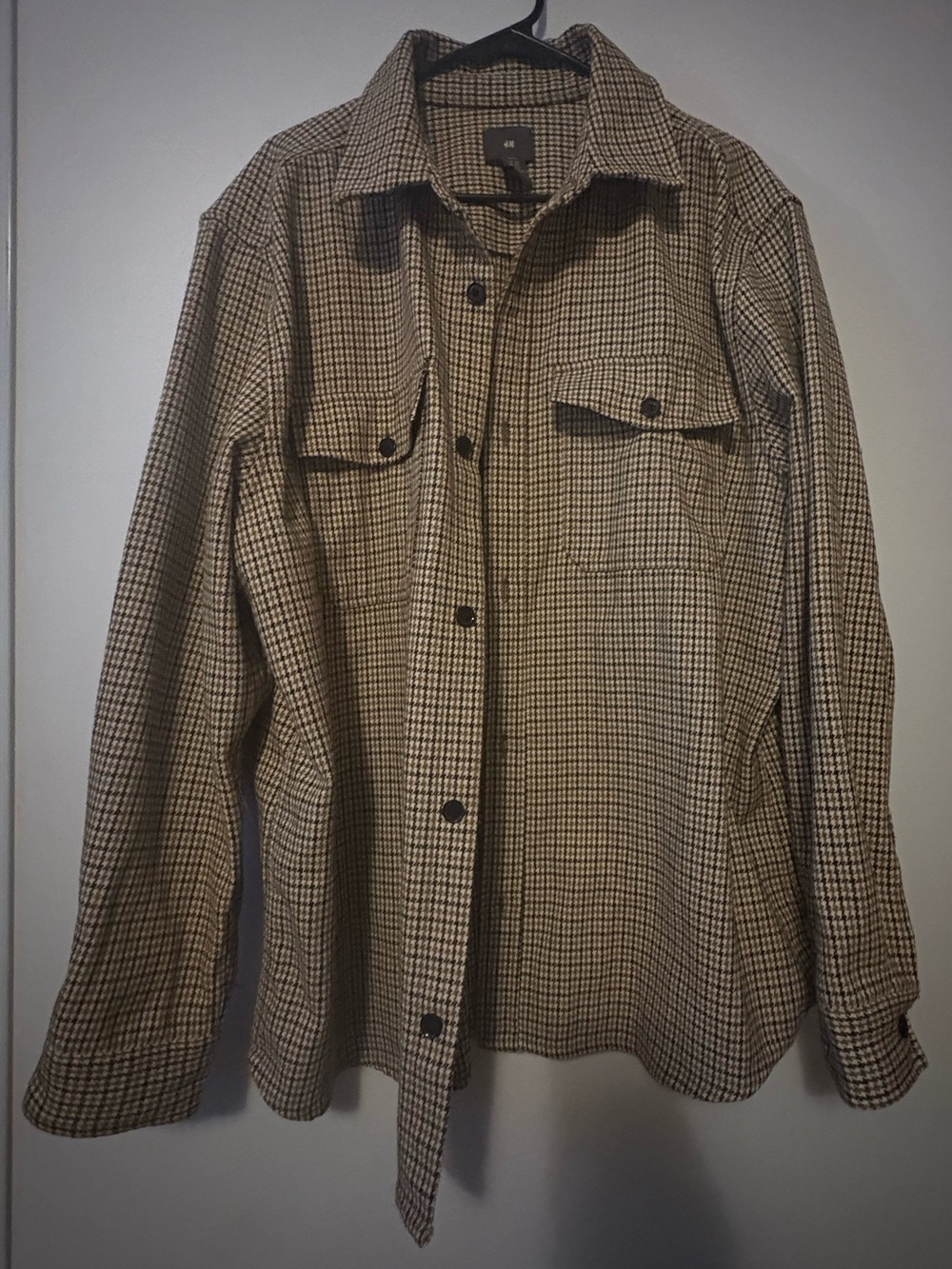 H&M Brown & Black Houndstooth Shirt Jacket